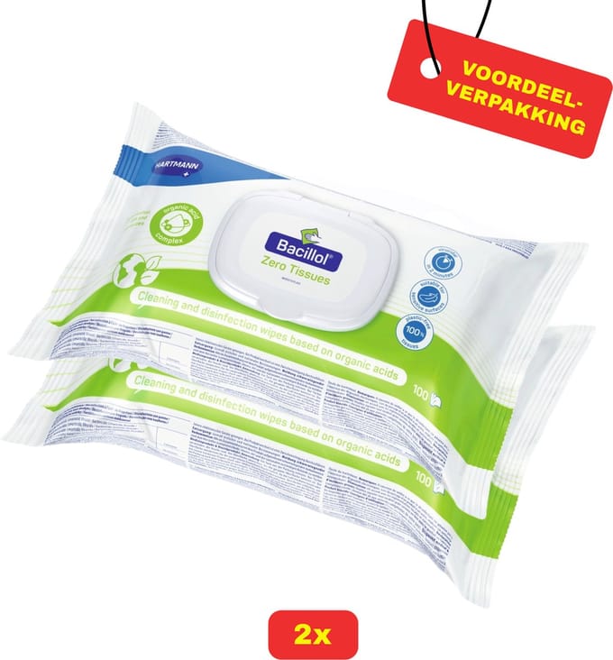 2 x Bacillol® Zero Tissues van Hartmann - 2 x 100 doekjes - Voordeelverpakking!