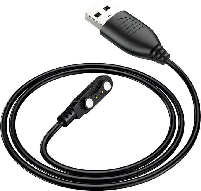 Hoco, Magnetische Smartwatch Oplaadkabel - 2-pins naar USB - 60cm, Zwart