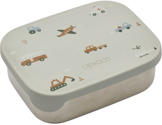 Liewood Arthur Lunchbox - Vehicles / Dove Blue Mix