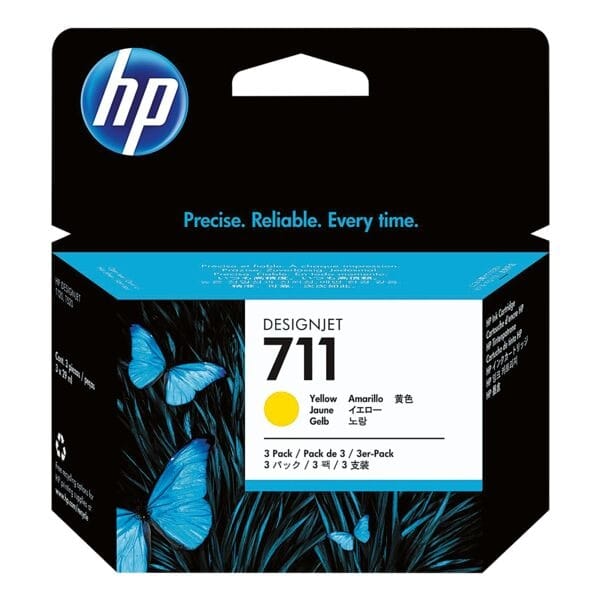 HP 711 (CZ136A) Inktcartridge 3x Geel - Multipack