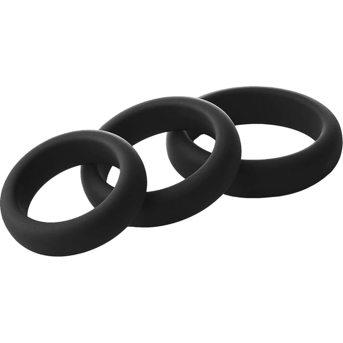 Dreamtoys Ramrod Smooth siliconen penisring Pack - Zwart