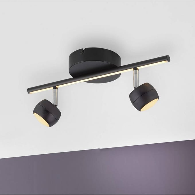 JUST LIGHT. GmbH JUST LIGHT. LED plafondspot Jarik, 2-lamps, zwart, 3.000 K