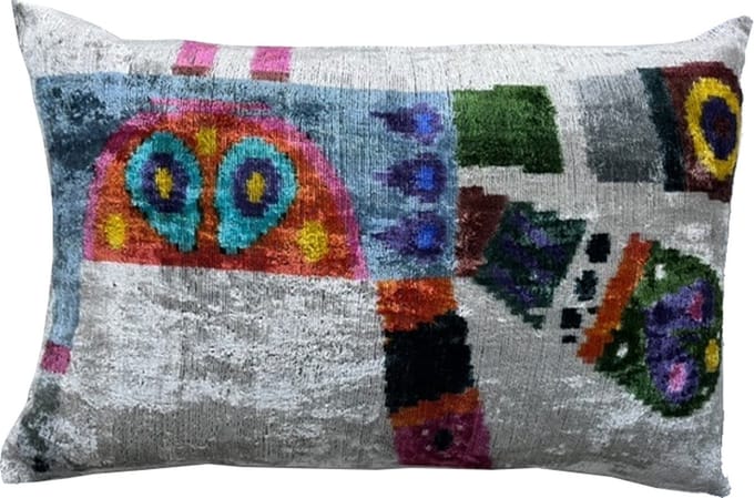 Ikat kussen silver