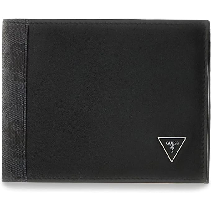 GUESS Leren portemonnee Sydney Bifold Black zwart