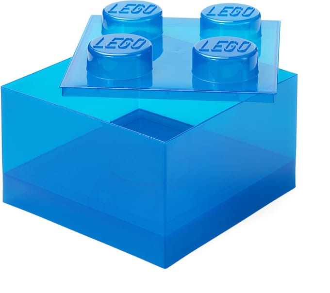 LEGO Storage Brick 4 Top Lid Translucent Blue