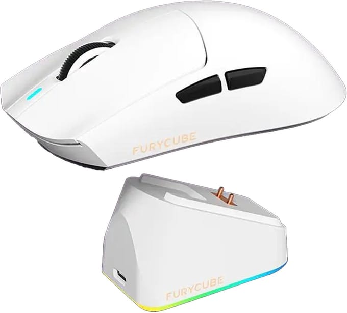 Furycube G16 PRO - Tri-Mode Gaming Muis - Draadloos - Bedraad - Bluetooth - PAW3311 Sensor - 22.000 DPI - 1000Hz - Wit