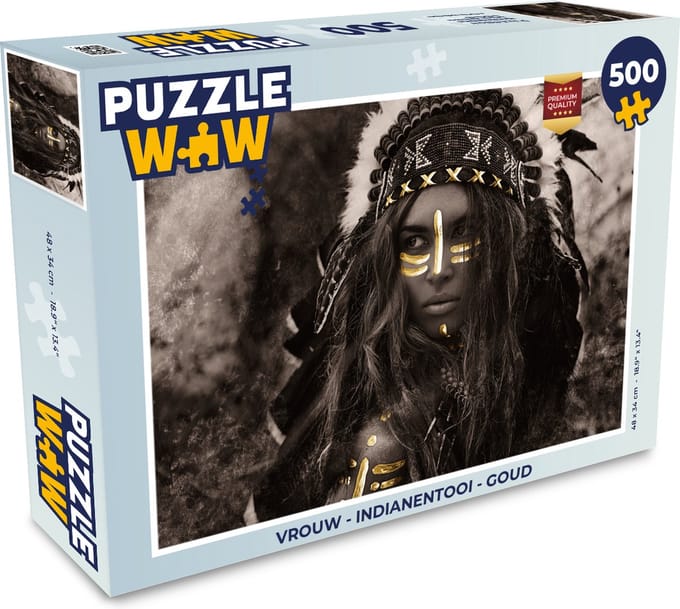 Puzzel Vrouw - Indianentooi - Goud - Legpuzzel - Puzzel 500 stukjes