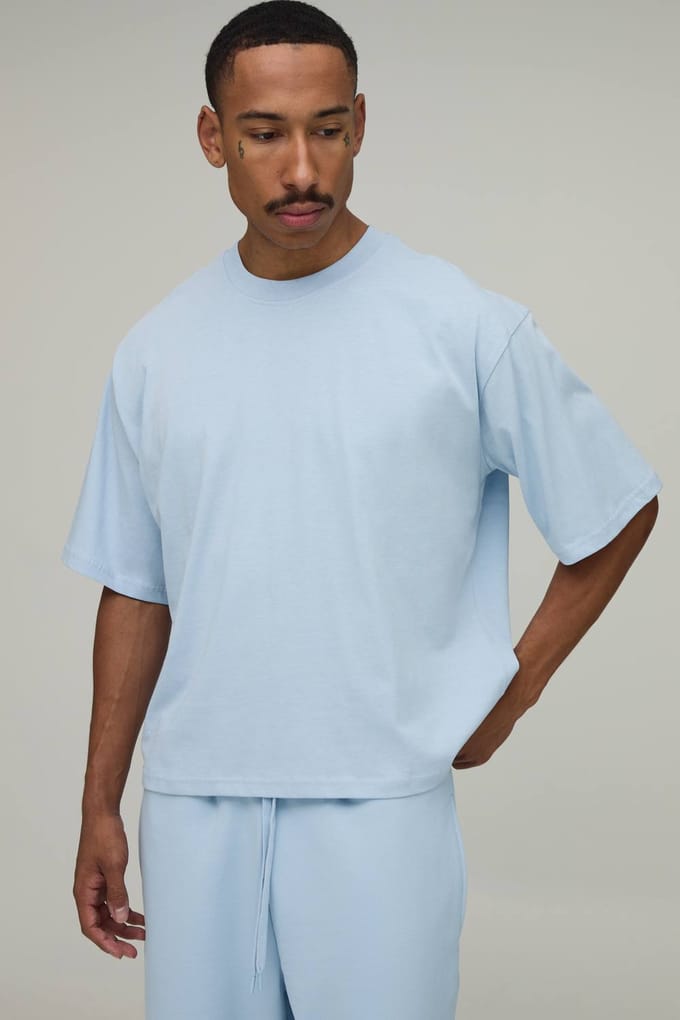 Essential Oversized Boxy Fit T- Shirt | Light Blue | Size 5XL