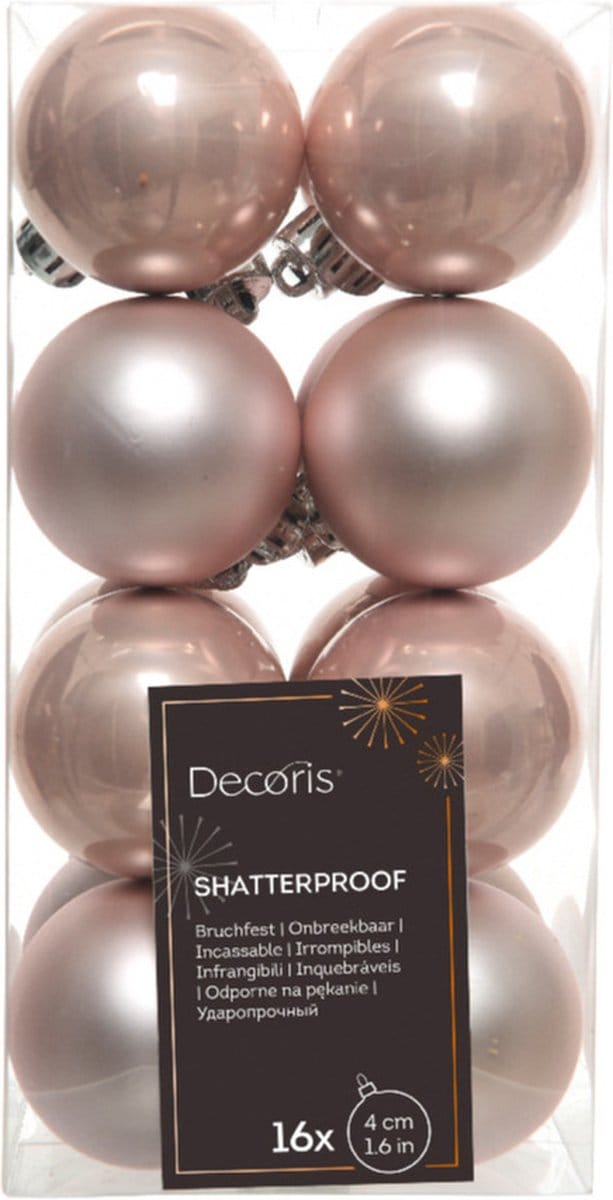 Decoris kerstballen - 16 stuks - 4cm - kunststof