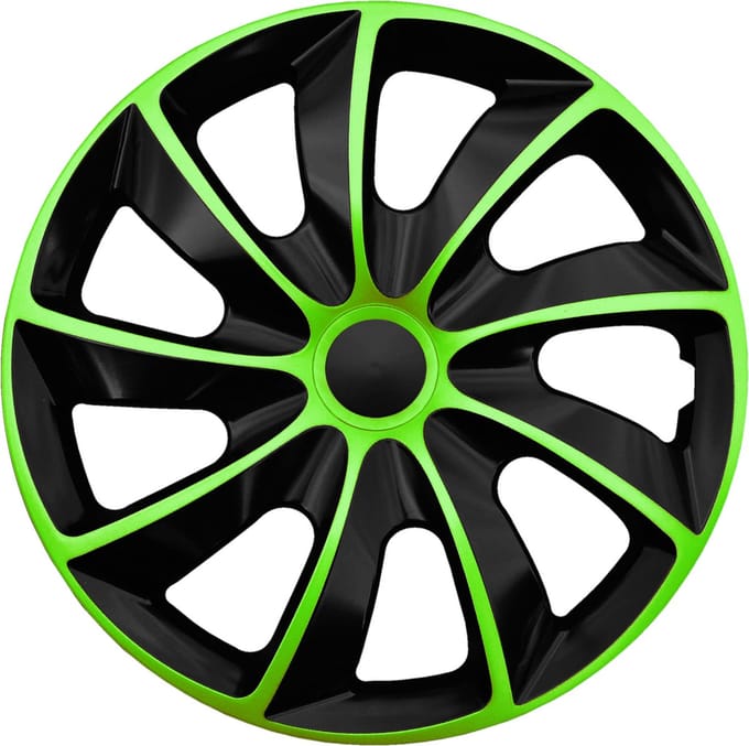 NRM Quad Bicolour - Wieldoppen 16" - Set van 4 stuks / Kunststof - Groen/Zwart
