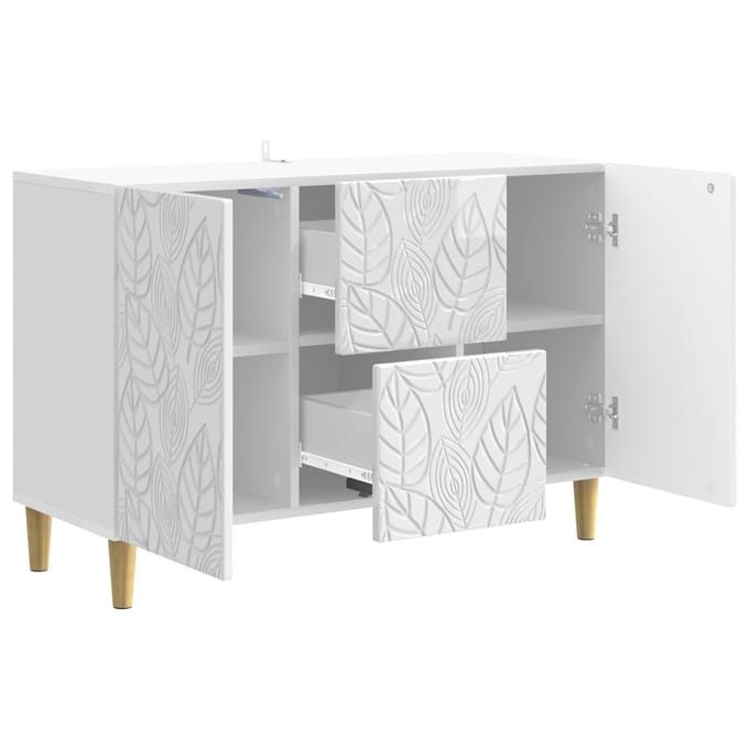 vidaXL - Dressoir - Hoogglans - Wit - 89 - x - 34,5 - x - 60 - cm - Bewerkt - hout