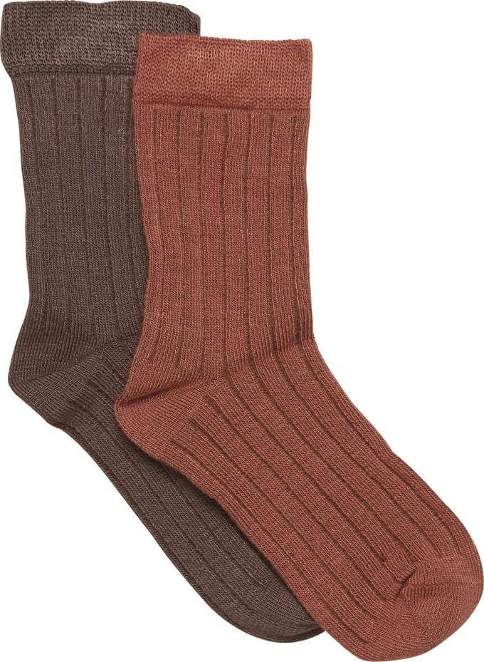 Minymo kindersokjes (set van 2) Cocoa Brown