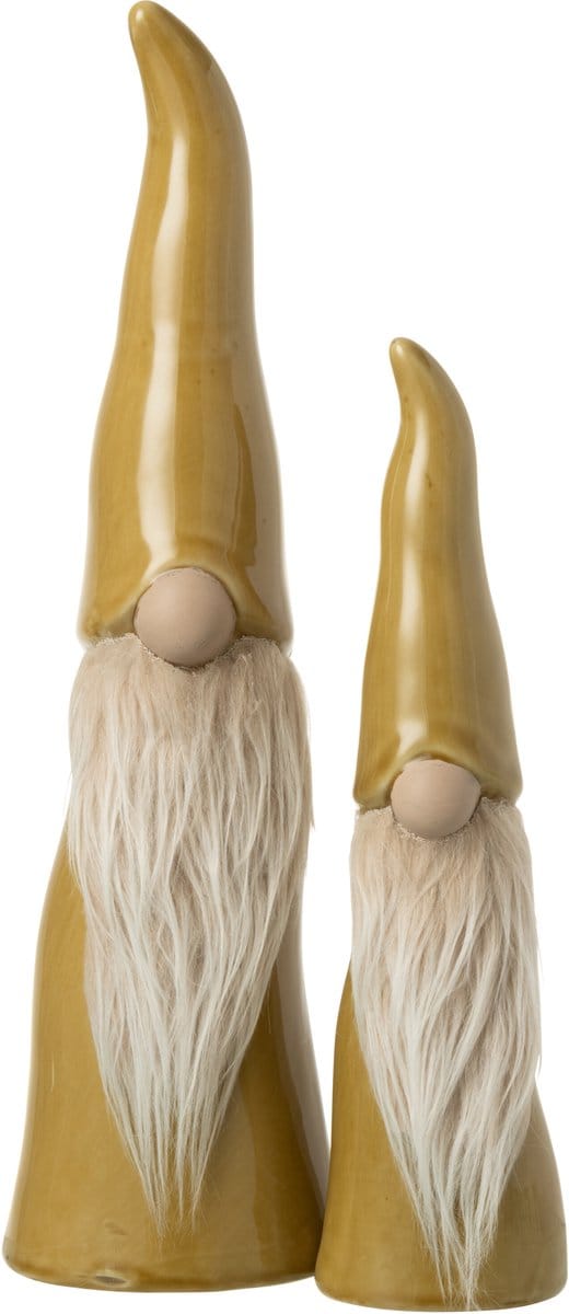 J-Line figuur Kabouter - porselein - oker - large