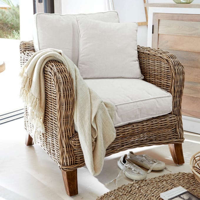 LOBERON Fauteuil Colroy bruin/wit