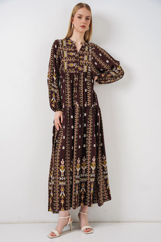 Gepubliceerd V-hals Maxi Jurk