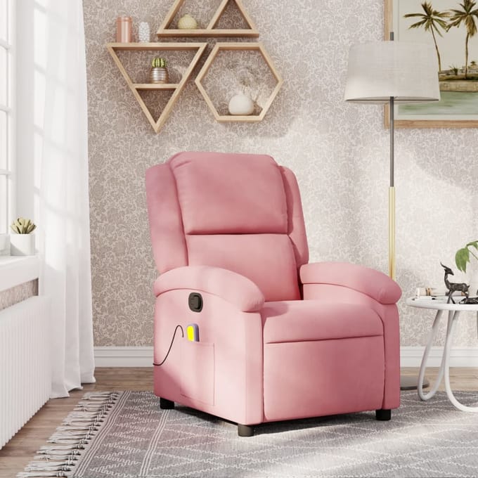 vidaXL - Massagestoel - verstelbaar - fluweel - roze