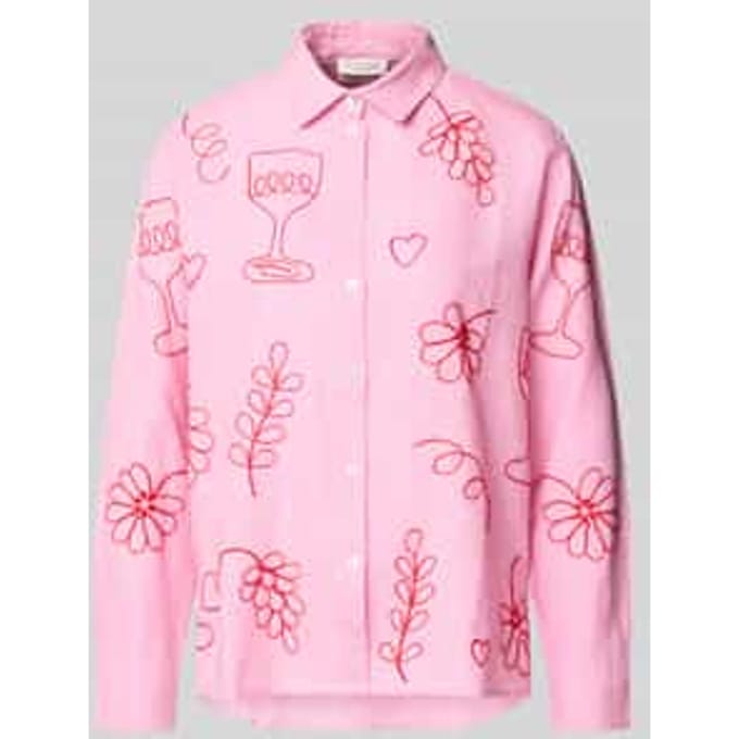 regular fit linnen blouse in all-over look