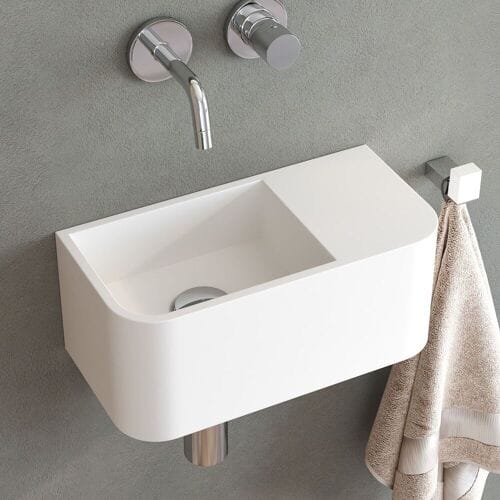 Kronenbach Stone hand wash basin 38 x 19 cm, basin left without tap hole KB137509BK