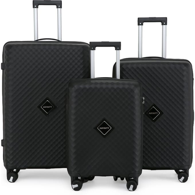 Dubbele 4-wiel robuuste lichtgewicht TSA harde schaal zwarte koffer bagage reistassen set