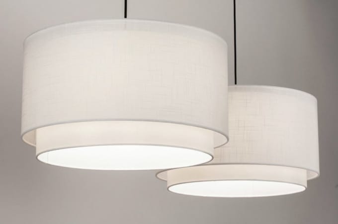Lumidora Hanglamp 30861 - SHANNON - 2 Lichts - E27 - Wit - Textiel