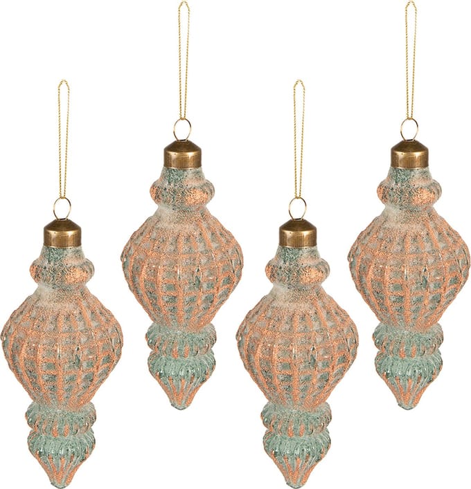 Clayre & Eef Kerstbal Set van 4 Overig Ø 6 cm Koperkleurig Glas Kerstballen