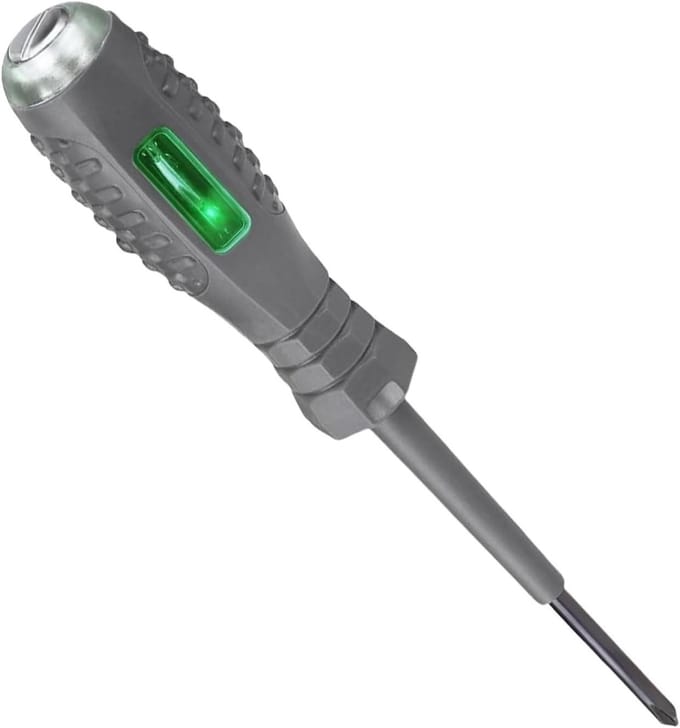 Testschroevendraaier - Spanningstester - Elektrisch testen - Dubbele functie - 16.8 cm - Grijs