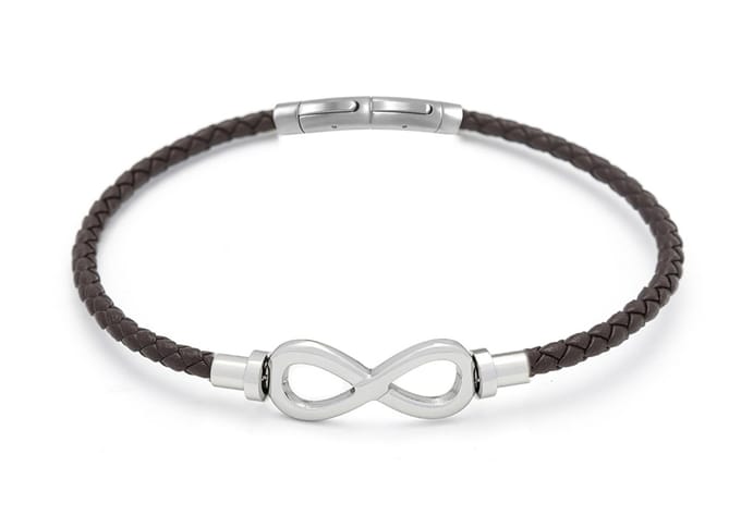 Frank 1967 7FB-0863 Heren Armband – Bruin Gevlochten Leer met Infinity Symbool