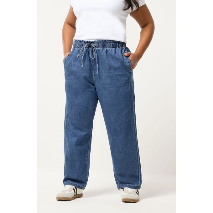 Yours Blauwe Jeans Met Rechte Pijpen En Geplooide Taille Size Regular > 44