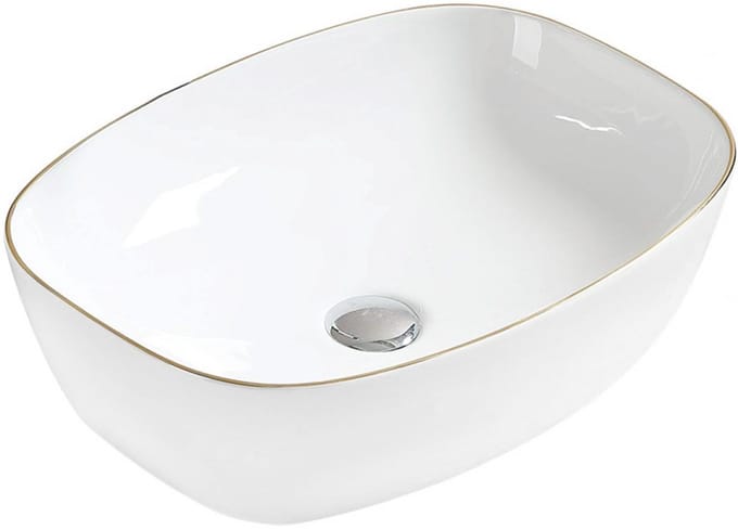 Mexen Lita opzetwastafel 49 x 37 cm, wit/goud - 22124905