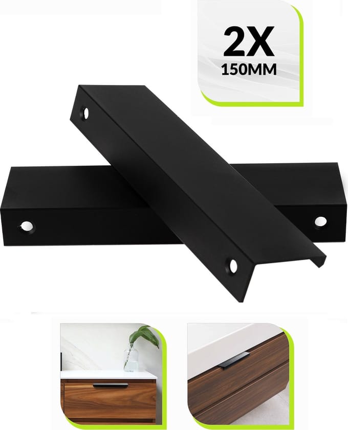 Handgreep zwart - 2 stuks - 128 mm boorafstand - Aluminium - Meubelgreep