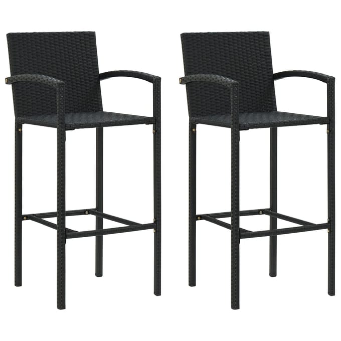 vidaXL - Barkrukken - 2 - st - poly - rattan - zwart