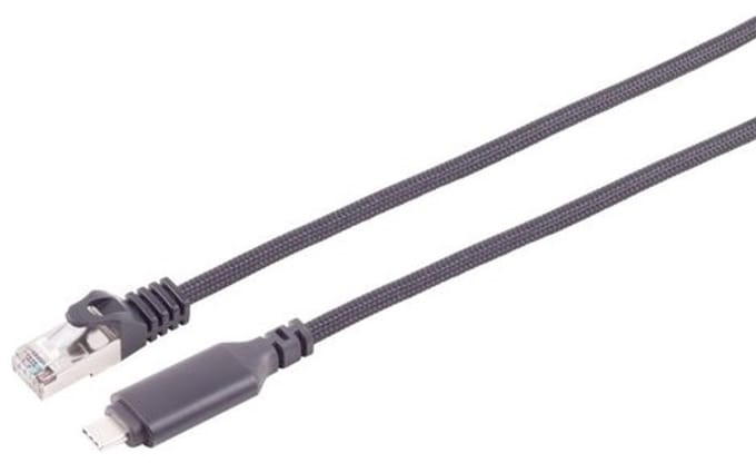 USB-C LAN Adapterkabel 1G, USB Typ C Stecker auf RJ45, ALU, schwarz, 2m