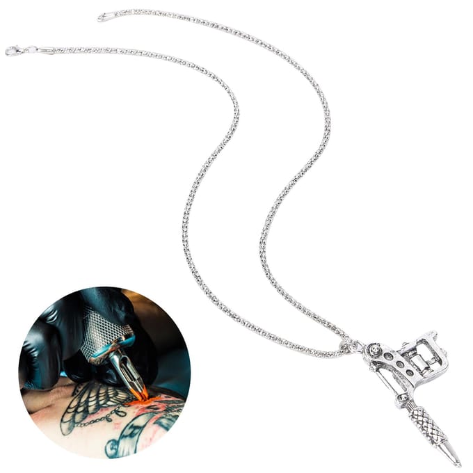 Ketting Mini Tattoo Machine Hanger Legering Modieus Unisex Sieraden Accessoire Cadeau white