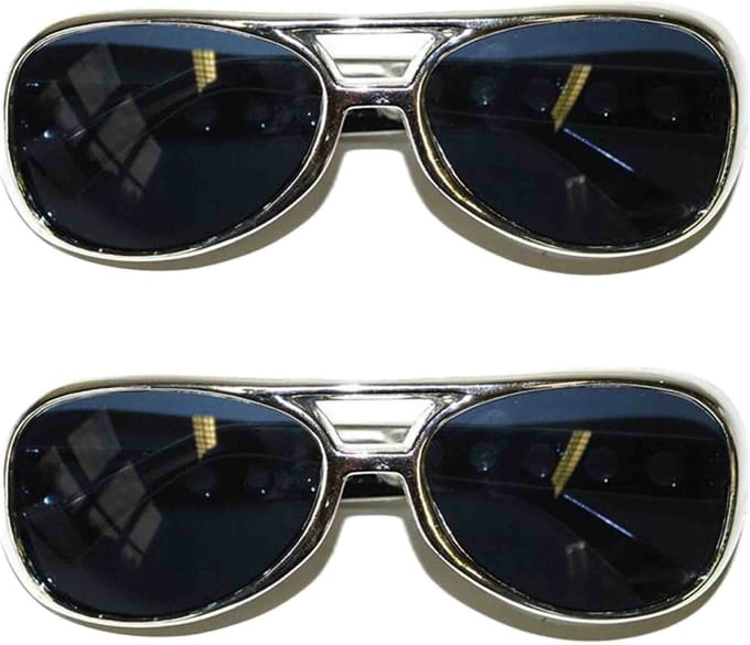 Party/verkleed brillen - 2x stuks - metallic zilver- Rock & roll