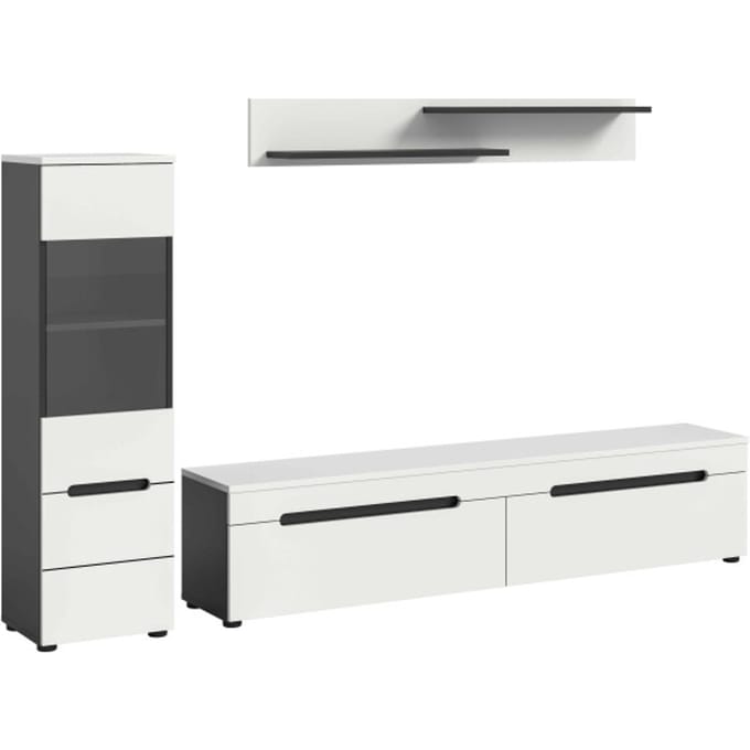 Canu woonkamercombinatie staand-hangend wit NB Basalt NB Abs. wit NB - 33x221x141cm