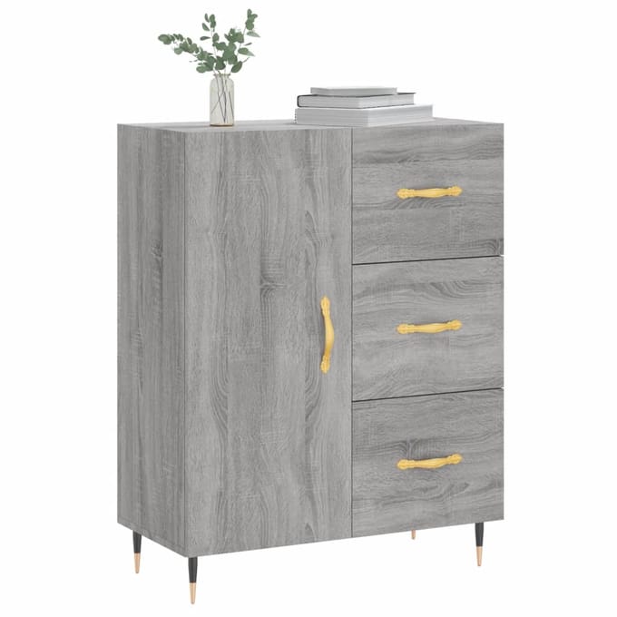 vidaXL - Dressoir - 69,5x34x90 - cm - bewerkt - hout - grijs - sonoma - eikenkleurig