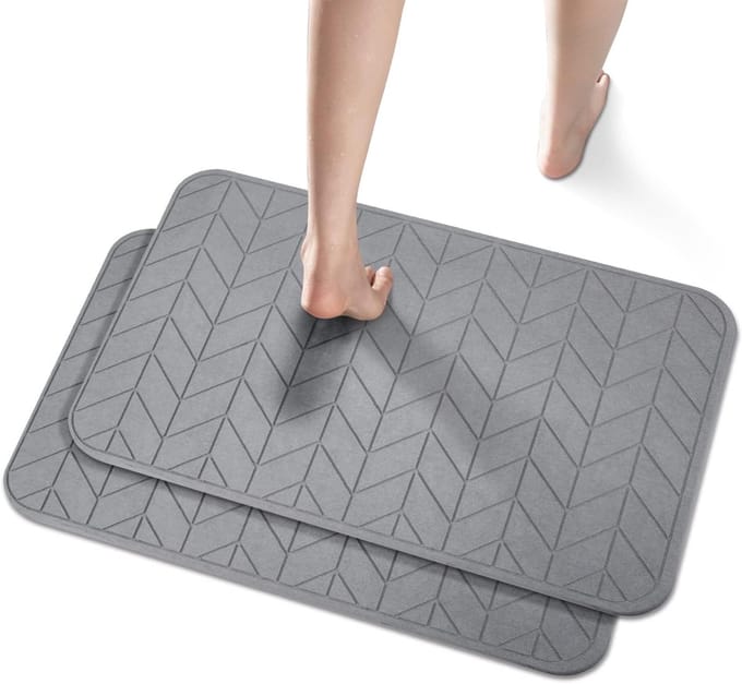 Antislip Diatomeeënaarde Douchemat - Sneldrogende Badmat 60x40 cm - Grijs