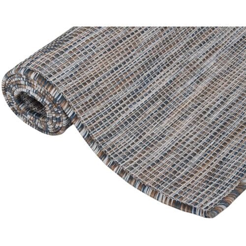 vidaXL - Buitenkleed - platgeweven - 160x230 - cm - bruin - en - blauw