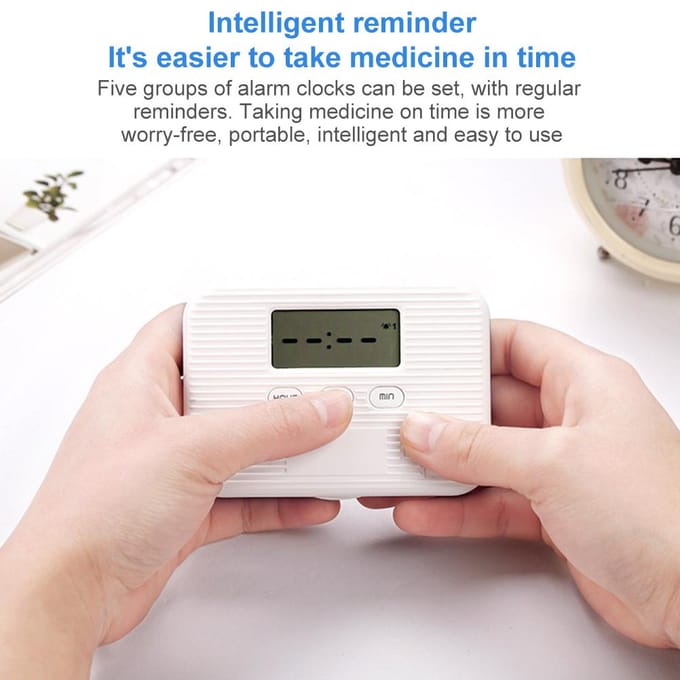 Pillendoos met Alarm Elektronische Pillenorganizer met LCD-scherm 6 Vakken Digitale Pil white