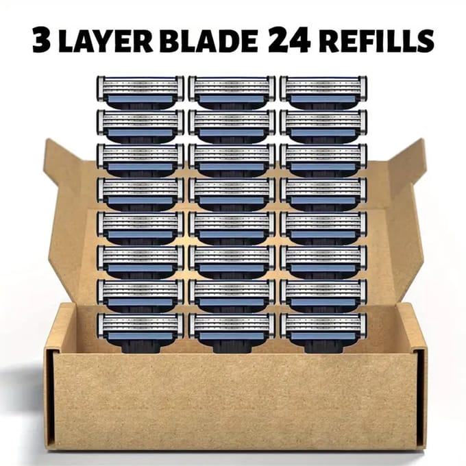 24x Scheermesjes Compatibel met Mach 3 – Vervangende Mesjes voor Mach3 – 3-Laags RVS – Universele Scheermes Navulling – Gladde Scheerervaring