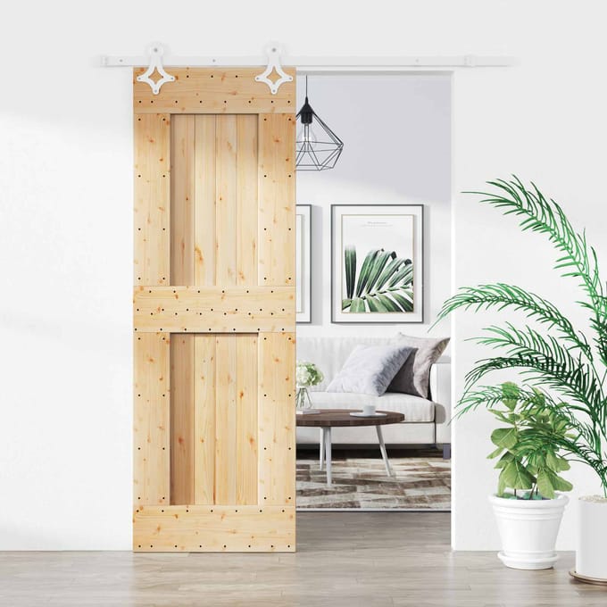 vidaXL - Schuifdeur - 70 - x - 210 - cm - Massief - Pine - Hout - (Onbehandeld)