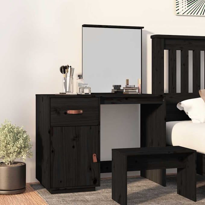 vidaXL - Kaptafel - 95x50x134 - cm - massief - grenenhout - zwart