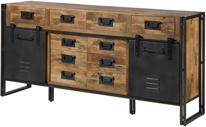 MASSIVMOEBEL24.DE mango dressoir blank massief hout 195x45x90 cm gelakt gemonteerd BLACKBURN #309