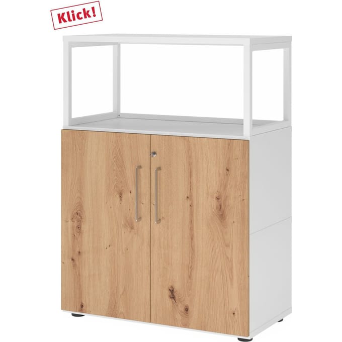 FlexWall | 3 OH | Deuren + frame | met stelvoeten - Wit/Essen-Eik