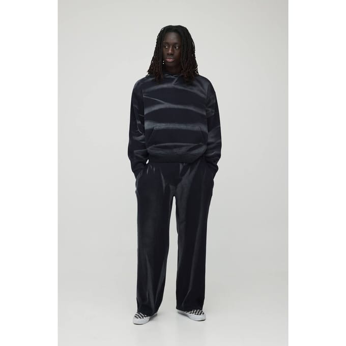 Oversized Boxy Smoke Washed Trainingspak Met Capuchon | Black | Size Medium