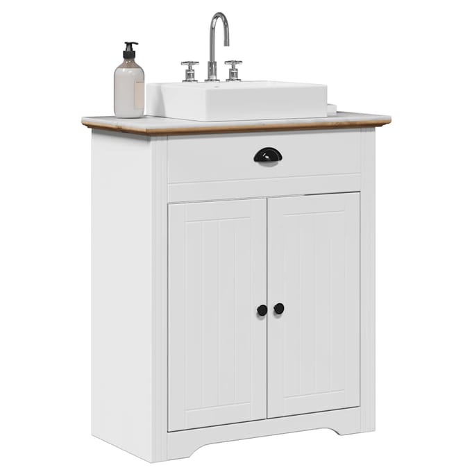 vidaXL - Wastafelkast - BODO - 70x35x80 - cm - wit - en - bruin