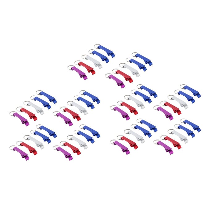 50pcs Porte-clés Ouvre-bouteille Alliage d'aluminium Opération simple Portable Ouvre-bouteille de bière Ouvre-boîte blue