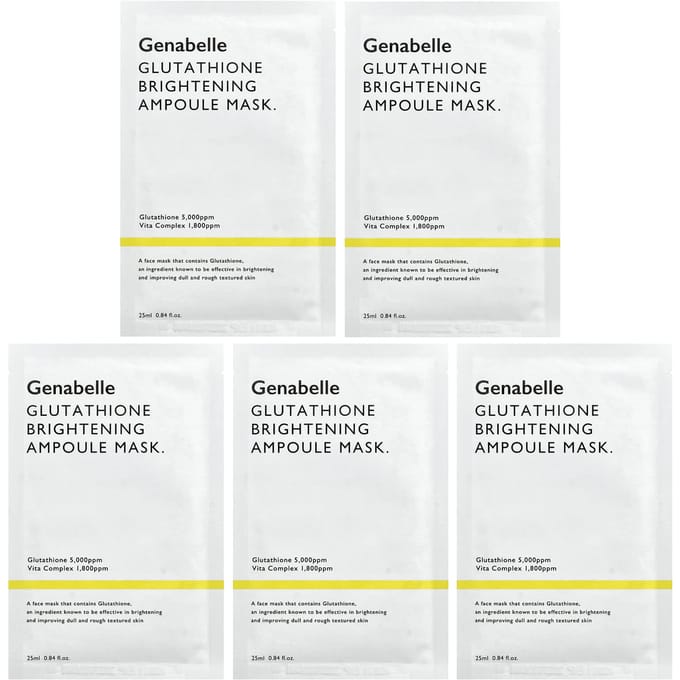 Masque de Beauté Ampoule Éclaircissante Glutathion, 5 Feuilles, 25 ml (0.84 oz fl) Chaque white