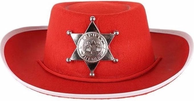 Funny Fashion Cowboy/sheriff hoed - rood - kinderen - carnaval