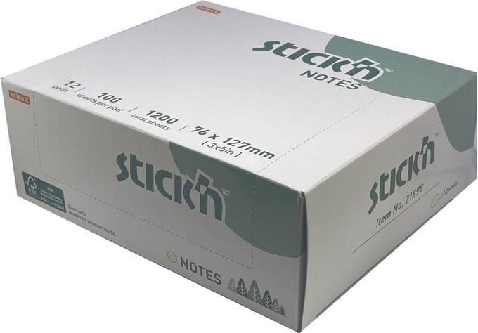 Stick'n Sticky Notes - FSC - 76 x 127 mm - 12 stuks - 1200 memoblaadjes